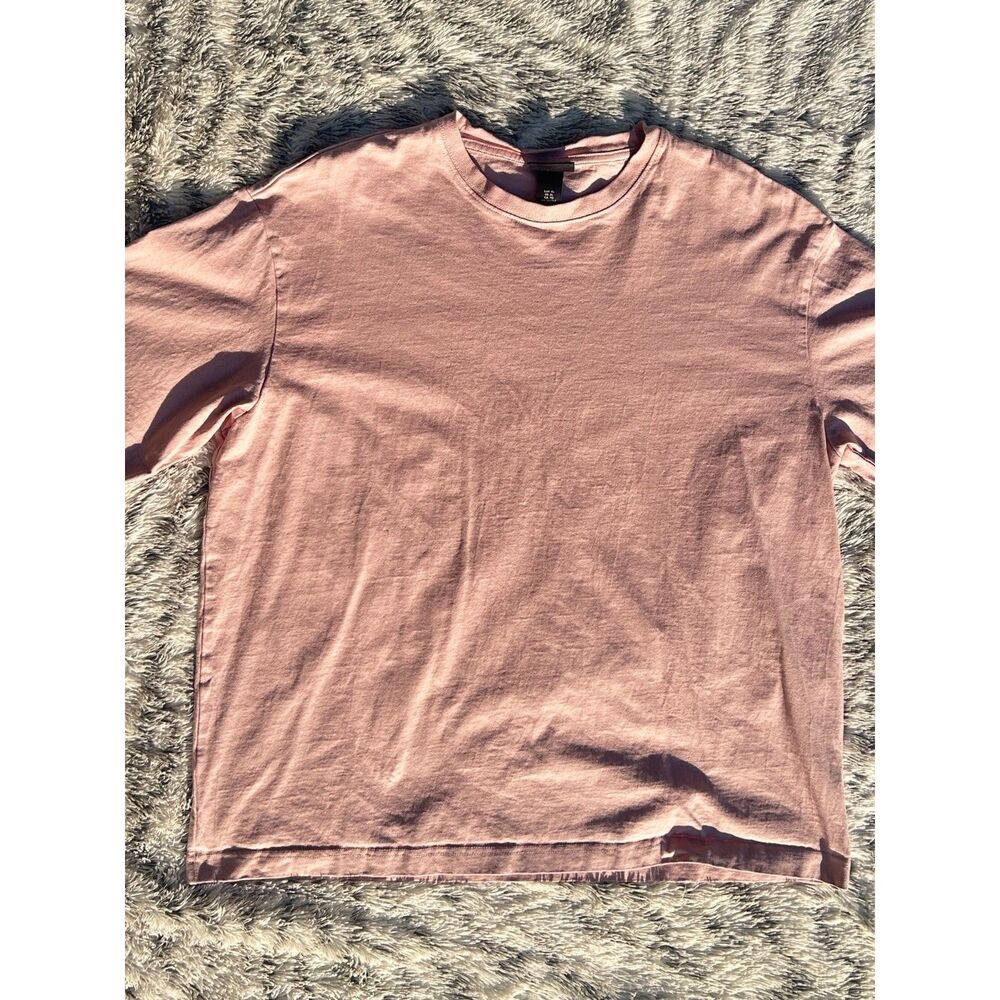H&M Mens Dusty Pink Oversized Relaxed Fit Crewneck Tee